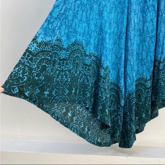 Free People Blue and Green Strapless Wide-Leg Jumpsuit - Picture 5 of 5